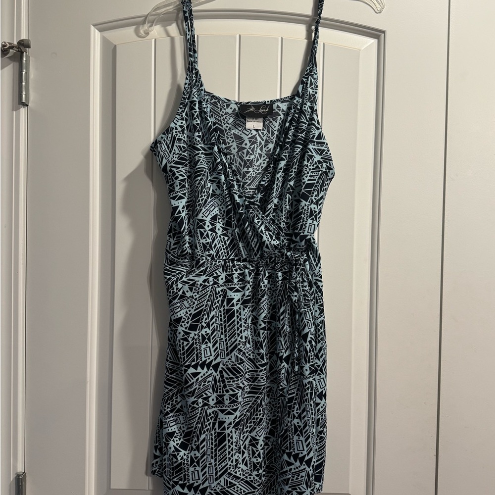 Lavish Black and Blue Geometric Mini Dress